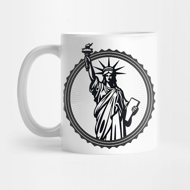 Black and white Statue of Liberty Emblem by Czajnikolandia